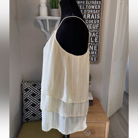 Tulle Tank Top Blouse M Cream Spaghetti Strap Layered Dainty Coquette Boho EUC - Picture 3 of 8